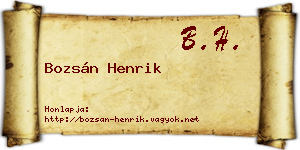 Bozsán Henrik névjegykártya