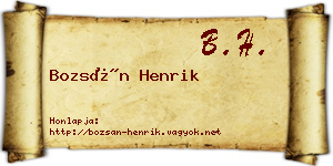 Bozsán Henrik névjegykártya